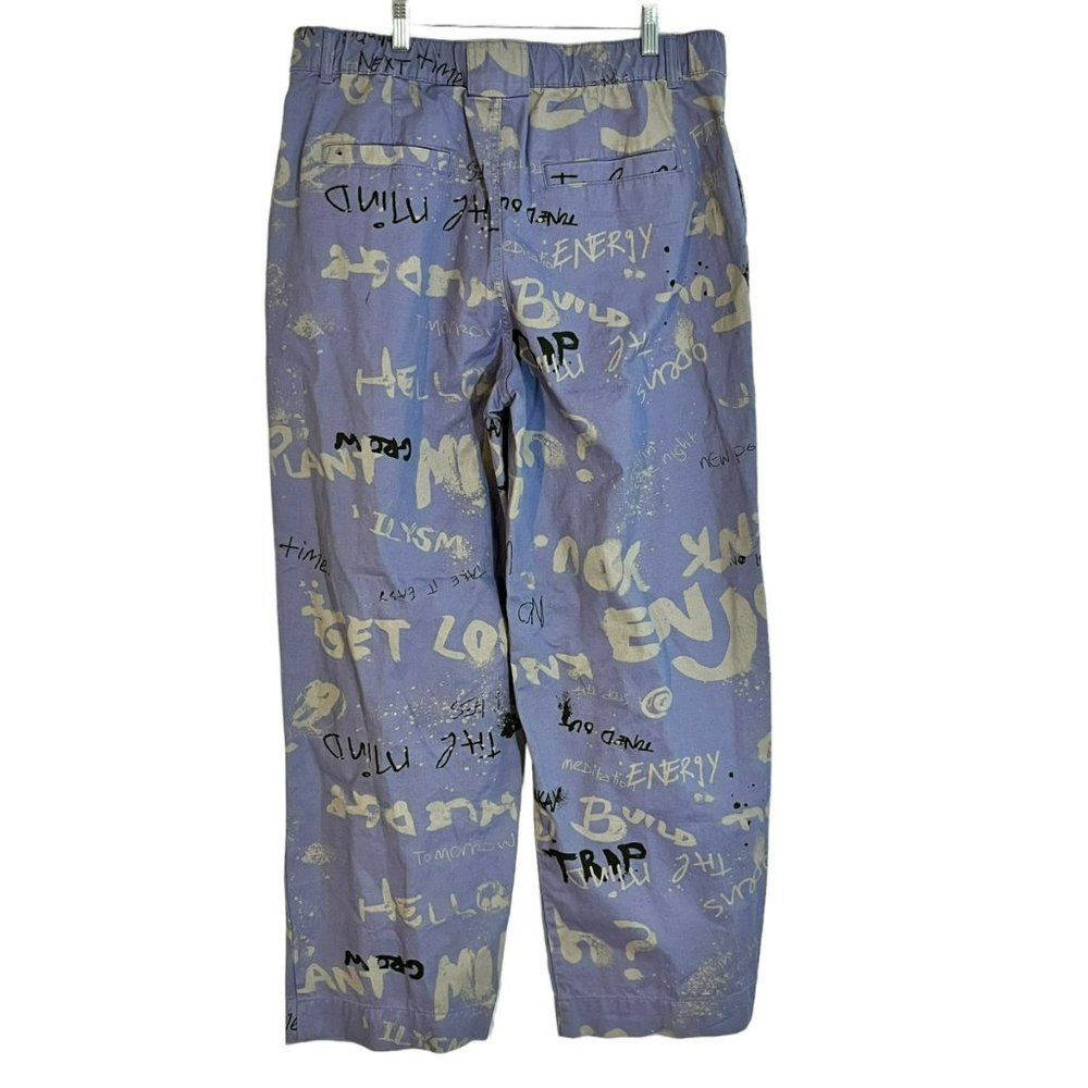 NEW URBAN OUTFITTERS MENS PANTS LARGE PRINTED PULL-ON STRAIGHT FIT GRAFFITI CHIN - Picture 2 of 7